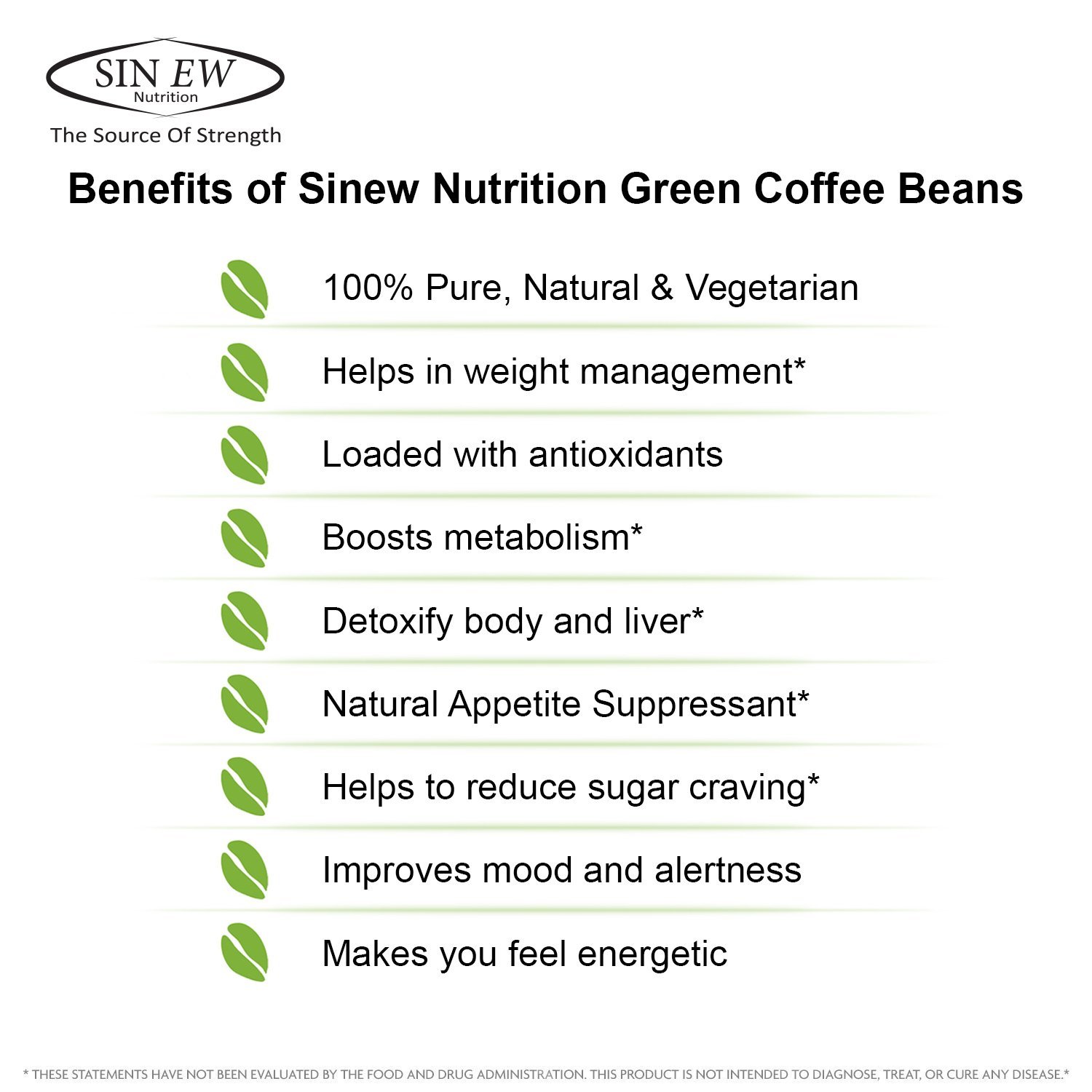 Buy Sinew Nutrition Arabica Green Coffee Beans Powder 350gm (Pack of 2