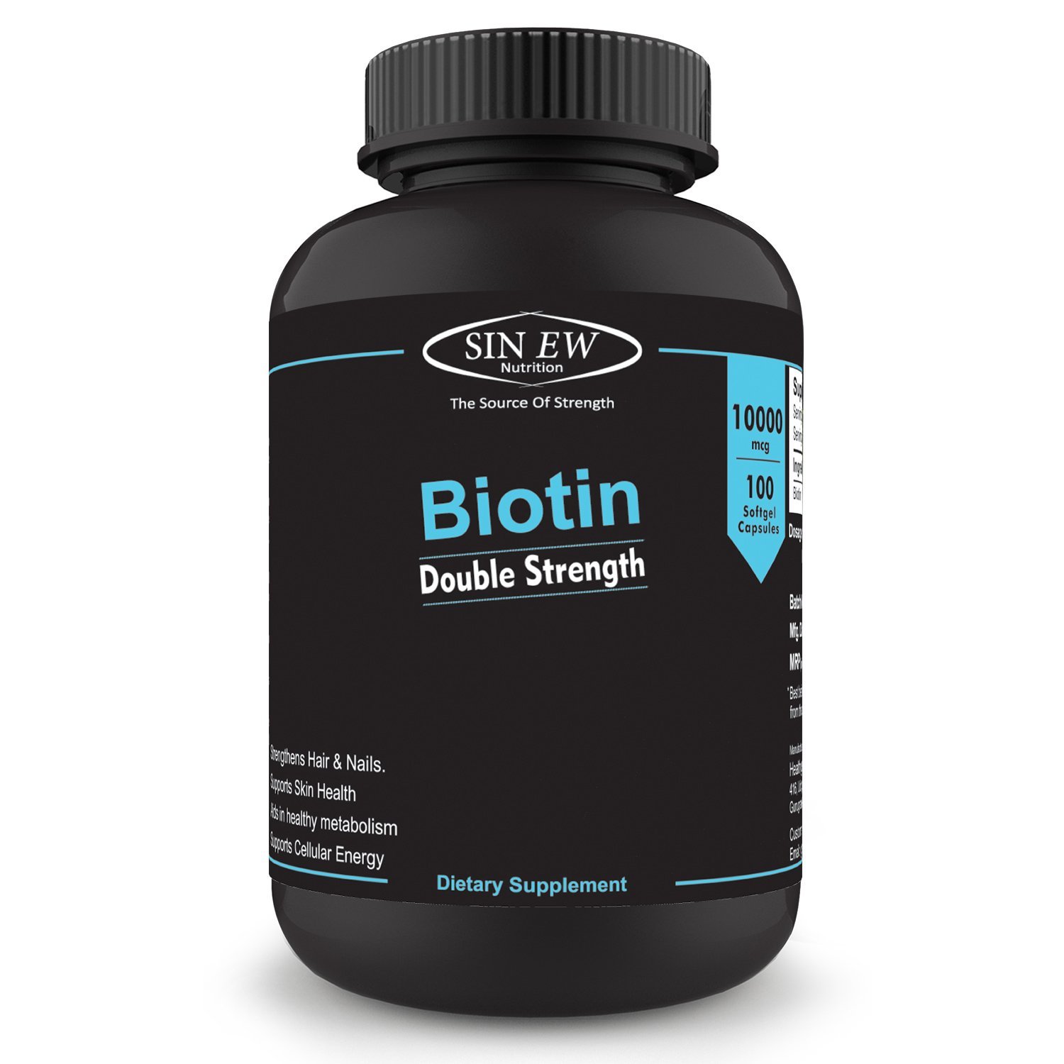 Sinew Nutrition Biotin 10,000mcg (Vitamin B7 for Hair, Skin & Nails) 100 Veg Softgels