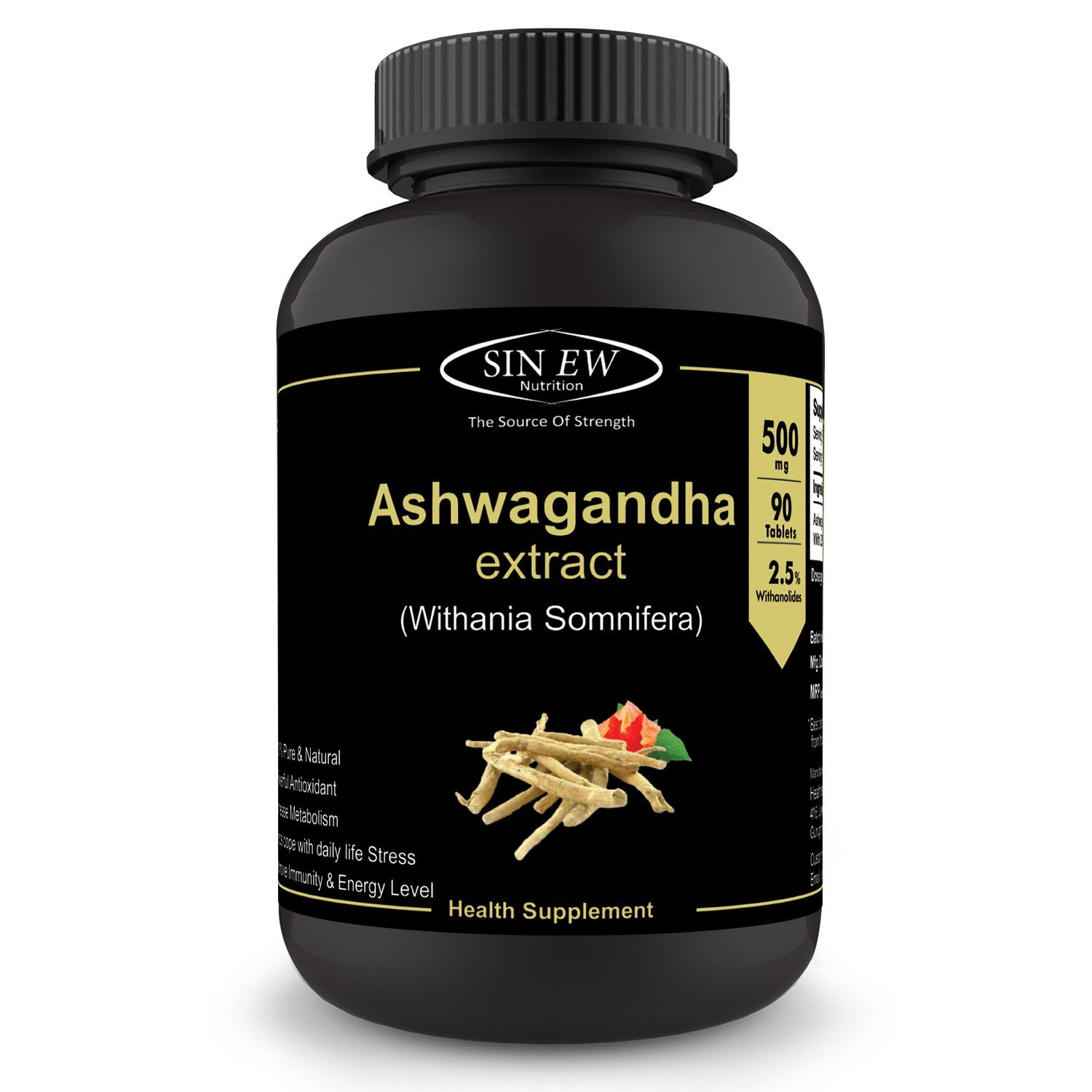 Sinew Nutrition Ashwagandha General Wellness Tablets (90 No.) | Anxiety Relief, Stress Support & Mood Enhancer Natural Supplement