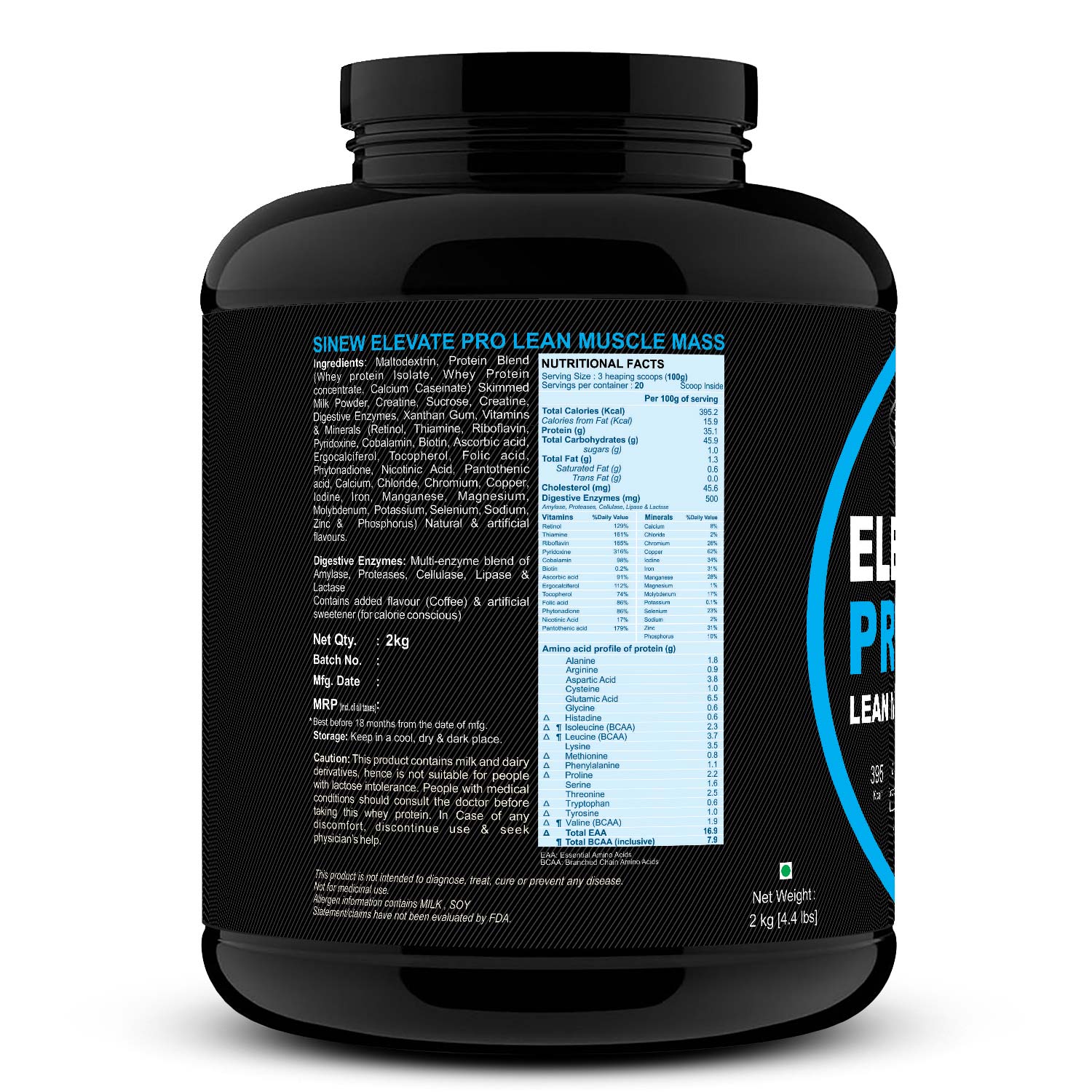 Elevate Pro Lean Muscle Mass (coffee) 2kg L