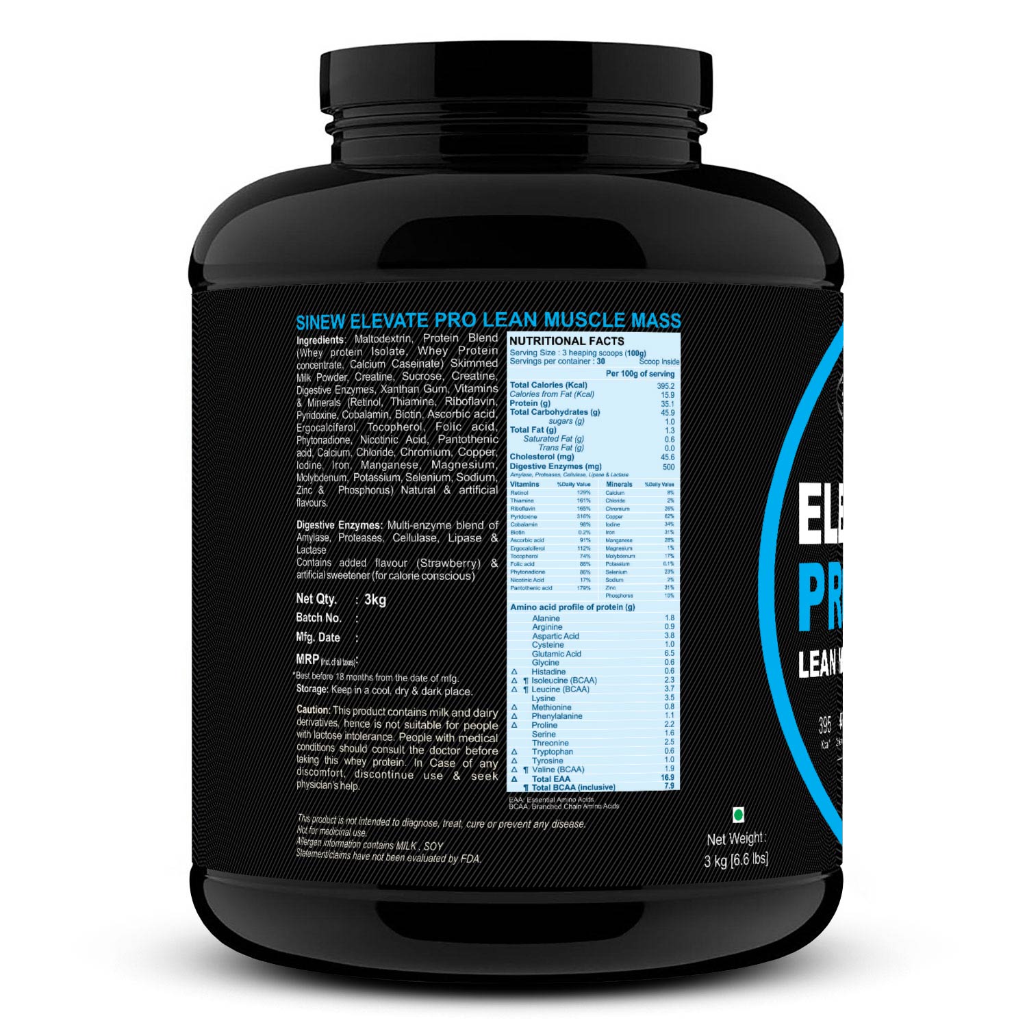 Elevate Pro Lean Muscle Mass (strawberry) 3kg L