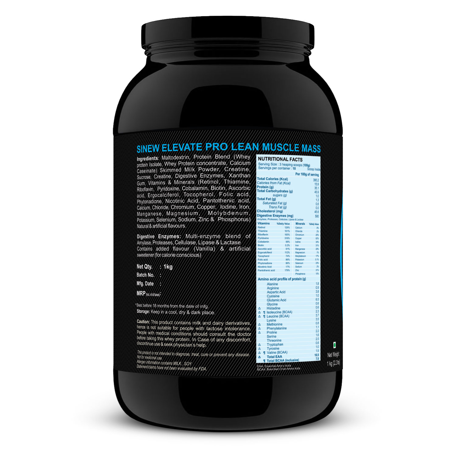 Elevate Pro Lean Muscle Mass (vanilla) 1kg L