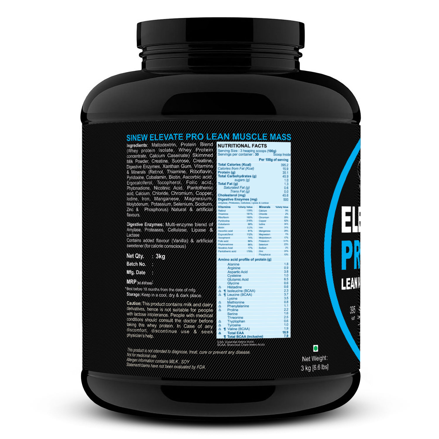 Elevate Pro Lean Muscle Mass (vanilla) 3kg L