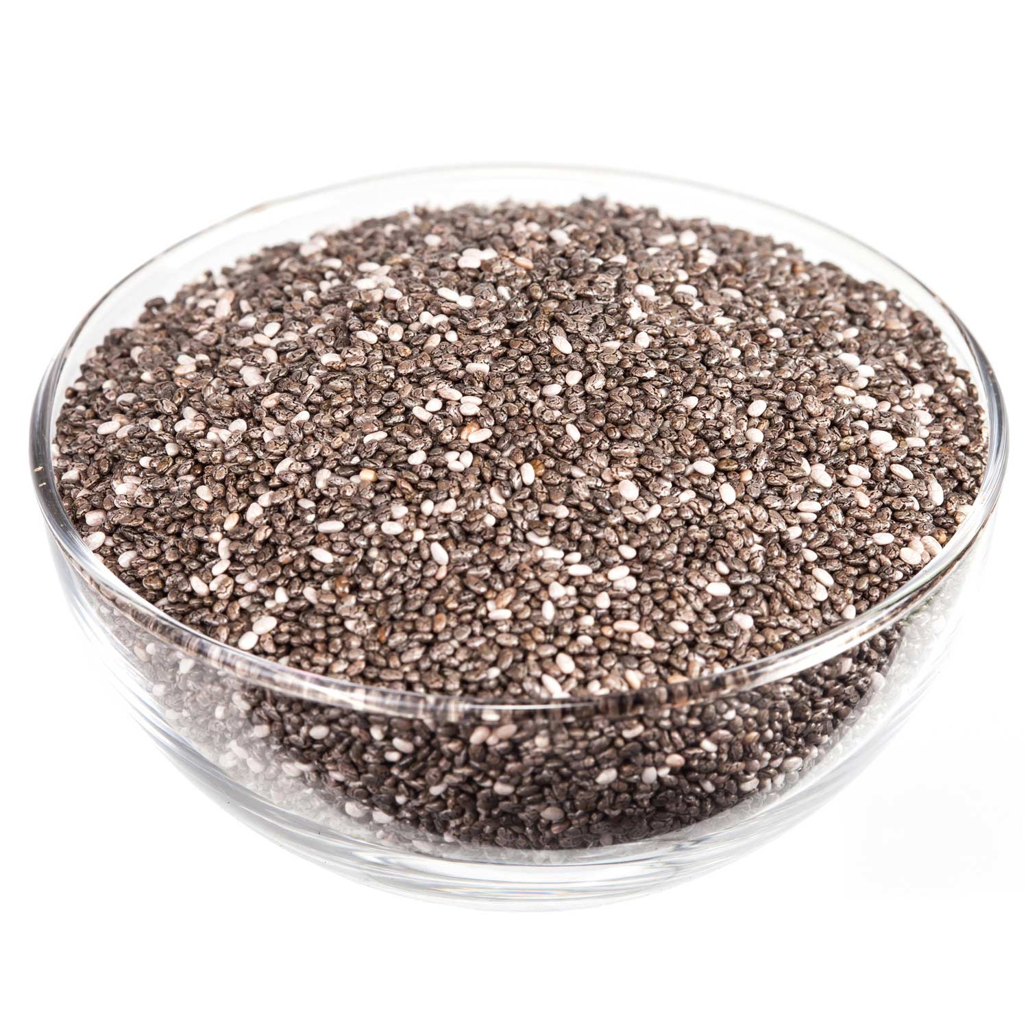 Chia Seeds In Bowl, Isolated On White Background.