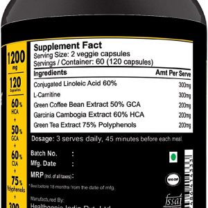Sinew Nutrition Natural Fat Burner 5x 1200mg 120 Count